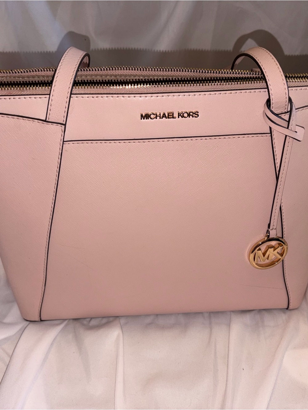 MICHAEL KORS Pink Saffiano Leather Tote